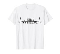 Heartbeat Skyline Poland-Warsaw-Warszawa Value Graphic T-Shirt, Men, White, M