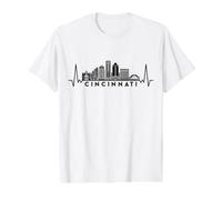Heartbeat Skyline USA Cincinnati Value Graphic T-Shirt, Men, White, S