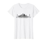 Heartbeat Skyline USA Cincinnati Value Graphic T-Shirt, Women, White, L