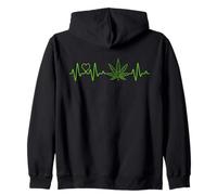 Heartbeat Weed Pot Leaf Cannabis Stoner Marijuana 420 Zip Hoodie