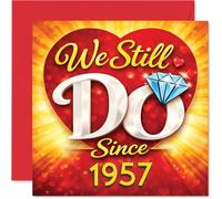 Heartfelt 69th Anniversary Card - We Still Do - Vibrant Heart and Diamond Design in Joyful Red, Gold and Blue - 145mm Square, Envelope Included