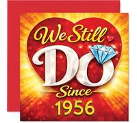 Heartfelt 70th Anniversary Card - Celebrating Enduring Love Since 1956 - Vibrant Hearts and Diamond Design - Joyful Anniversary Keepsake - 145mm Square, Envelope Included