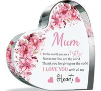 Heartfelt Acrylic Heart Plaque for Mum from Daughter Son, You are the World