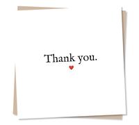 Heartfelt and Sincere Thank You Card - Thank You - Red Heart - Thank You, Simple, Elegant Design, Beautiful Design