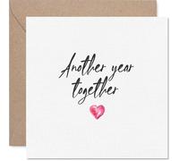 Heartfelt Anniversary Card - Another Year Together - Pink Heart Design with a Sweet Touch - A Simple Way to Celebrate Your Love Story - 145mm Square, Envelope Included