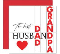 Heartfelt Anniversary Card for Husband - Celebrating the Best Husband, Dad and Grandpa - Bold Red and Black Heart Design, Father's Day - 145mm Square, Envelope Included