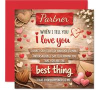 Heartfelt Anniversary Card for Partner - When I Tell You I Love You - Rustic Hearts Motif with Warm, Meaningful Message, Valentine's Day - 145mm Square, Envelope Included
