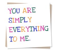 Heartfelt Birthday Card, Anniversary Card or Valentine's Card For Partner With Simple Verse - You Are Everything To Me - Birthday Card for Husband, Wife, Girlfriend, Boyfriend