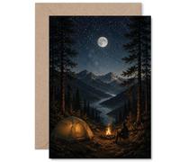 Heartfelt Birthday Card - Bring the Outdoors in - Tranquil Camping Scene under a Starry Night Sky - A Peaceful Choice for Nature Lovers - 5X7 Inch, Envelope Included