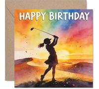 Heartfelt Birthday Card - Celebrate in Style - Golf Silhouette Against a Vibrant Sunset - Perfect for Fun-loving Enthusiasts - 145mm Square, Envelope Included