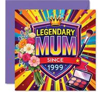 Heartfelt Birthday Card - Celebrating a True Legend - Bold Crown and Makeup Design in Vibrant Colours, Mother's Day - 145mm Square, Envelope Included