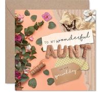 Heartfelt Birthday Card for Aunt - Aunt, You're Blooming Marvellous - Peach Floral Design with Butterfly, Mother's Day - 145mm Square, Envelope Included