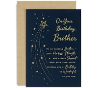Heartfelt Birthday Card for Brother, Kindness & Strength Gift, Elegant Typography Design, for Sibling from Sister, Blank Inside with Envelope