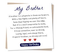 Heartfelt Birthday Card For Brother - Unbreakable Bond Verse - Sentimental Well Wishes For Bro, Sibling - Made in UK