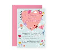 Heartfelt Birthday Card for Cousin - Floral Design with Sweet Message - Fabulous Birthday Greetings for Her, Woman, Girls, Ladies, Relatives, Special Cousins