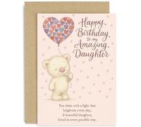 Heartfelt Birthday Card for Daughter, Shining Light Female Gift, Cute Teddy Bears Design, for Her, Blank Inside with Envelope