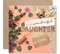 Heartfelt Birthday Card for Daughter - Warm Wishes on Your Special Day - Elegant Floral and Butterfly Design with a Loving Touch, Mother's Day - 145mm Square, Envelope Included