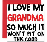 Heartfelt Birthday Card for Grandma - Overflowing with Love - Bold Red and Black Text Design - Playful Tribute That Says It All, Father's Day - 145mm Square, Envelope Included