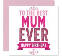 Heartfelt Birthday Card for Mum - Warm Wishes for Mum - Bold Pink and White Design with Loving Message - A Joyful Way to Make Her Birthday Shine - 145mm Square, Envelope Included