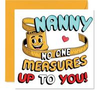Heartfelt Birthday Card for Nanny - No One Measures Up - Playful Measuring Tape and Smiley Face Design, Mothers' Day - 145mm Square, Envelope Included
