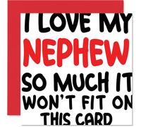 Heartfelt Birthday Card for Nephew - Big Love Vibes - Bold Red and Black Text Bursts with Affection - Makes Your Nephew Grin Wider Than This Card - 145mm Square, Envelope Included