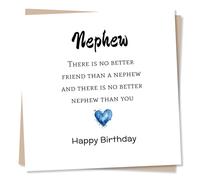 Heartfelt Birthday Card for Nephew - Blue Love Heart Design - from Aunty or Uncle