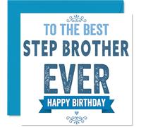 Heartfelt Birthday Card for Step Brother - Celebrating the Legend - Bold Blue Stepbrother Design - Show Him He's Truly Appreciated - 145mm Square, Envelope Included