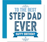 Heartfelt Birthday Card for Step Dad - Brighten His Day - Bold Blue Stepdad Design with 'to the Best Step Dad Ever' - 145mm Square, Envelope Included