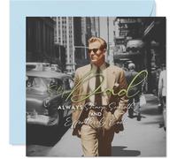 Heartfelt Birthday Card for Step Dad - Effortlessly Cool Vintage Style - Classic Black and White Photo with Dapper Step Dad Vibe, Father's Day - 145mm Square, Envelope Included