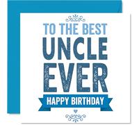 Heartfelt Birthday Card for Uncle - Top Uncle Vibes - Bold Blue and White Design with Cheerful Message - Sure to Brighten His Birthday - 145mm Square, Envelope Included