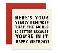 Heartfelt Birthday Card - 'The World is Better Because You’re in It' - Inspirational Gifts for Friends, Men, Women, Family, or Loved Ones - Comes with Fun Stickers