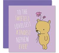 Heartfelt Birthday Cards for Nephew - Sweetest Loveliest Kindest Nephew Ever - Happy Birthday Card from Uncle or Auntie, Uncle Gifts, 145mm Greeting Cards to Relation