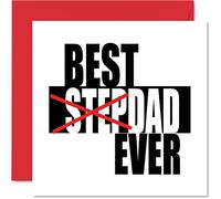 Heartfelt Fathers Day Cards for Step Dad - Best Step Dad Ever - Happy Birthday Card for Stepdad Crossed Out from Son Daughter, 145mm Father's Day Greeting Cards Gift Daddy Papa