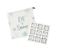 Heartfelt Collection Classic Board Games Mini Tic Tac Toe Wooden Table Top Game Set with Storage Bag, 5 x 5-Inch, Christmas/Let It Snow