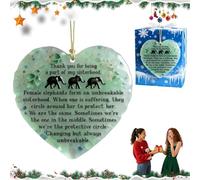 Heartfelt Elephant Sisterhood Keepsake,Ceramic Heart Ornament,Christmas Sisterhood Ornament,Friendship Heart Hanging Christmas Tree Ornaments,Inspirational Friendship Gift for Sisters Friends (1pcs)