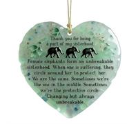 Heartfelt Elephant Sisterhood Keepsake, Ceramic Heart Ornament, Christmas Sisterhood Ornaments, Heart-Shaped Friendship Elephant Ornament, Inspirational Friendship Gift for Sisters Friends Women