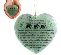 Heartfelt Elephant Sisterhood Keepsake, Christmas Sisterhood Ornament, Acrylic Sea Glass Effect Hanging Decoration, Inspirational Friendship Gift Heart Hanging Ornaments for Sisters Friends Women