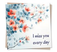 Heartfelt Floral Thinking Of You Card - I Miss You Every Day - Support or Appreciation Card in Flower Design For A Dear Friend or Loved One