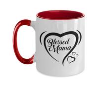 Heartfelt Gift for Moms Blessed Mama Coffee Mug,Mother's Day or Birthday Present,Unique Tribute to Grateful and Loving Mothers Two Tone 11oz