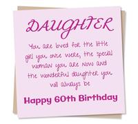 Heartfelt Happy 60th Birthday Card for Daughter - Pink, Sixty - You are Loved - for Her