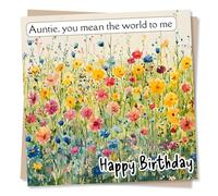 Heartfelt Happy Birthday Card for a Wonderful Auntie, Aunty - Flower Lover, Nature - You Mean the World to Me - Well Wishes - For A Relative, Aunt