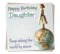 Heartfelt Happy Birthday Card For Daughter - Keep Taking The World By Storm - Beautiful Inspirational Greeting From Mum, Dad or Parents - Empowering Wishes For Her - Made in UK