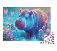 Heartfelt Hippo Puzzle for Adults Bright-hued Dog Illustration 1000 Piece Fun Present & Activity for Home Educational Game Decompression 38x26cm/1000pcs