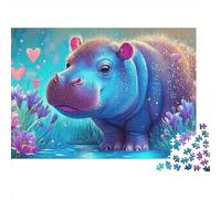 Heartfelt Hippo Puzzles 1000 Piece for Adults Challenging 52x38cm
