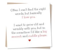 Heartfelt Love You Birthday Card Or Anniversary Card For Partner - I Want To Grow Old And Wrinkly With You - Love Card For Husband, Wife, Boyfriend, Girlfriend