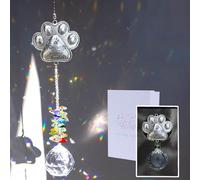 Heartfelt Pet Bereavement Sun Catcher Gifts,Pet Paw Print Hanging Crystal Sun Catcher, Memorial Gifts for Loss of Dog, Bereavement Gift for Dog And Cat Owners,Pet Loss Remembrance gifts