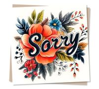 Heartfelt Sorry or Apology Card For a Loved One - Flowers, Leaves, Floral - Apologies - For A Special Someone, Relative, Friend, Family, Partner