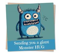 Heartfelt Support Card - Sending You A Giant Monster Hug - Funny and Sincere - Well Wishes, Support for Difficult Time - For Friend, Best Friend, Husband, Wife, Lover