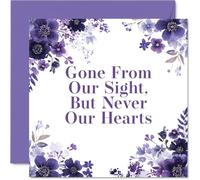 Heartfelt Sympathy Card - A Gentle Touch in Difficult Times - Purple and White Floral Motif with Touching Remembrance Message - 145mm Square, Envelope Included