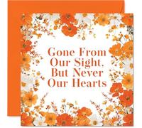Heartfelt Sympathy Card - A Gentle Touch of Comfort - Vibrant Orange and White Floral Design with Touching Remembrance Verse - 145mm Square, Envelope Included